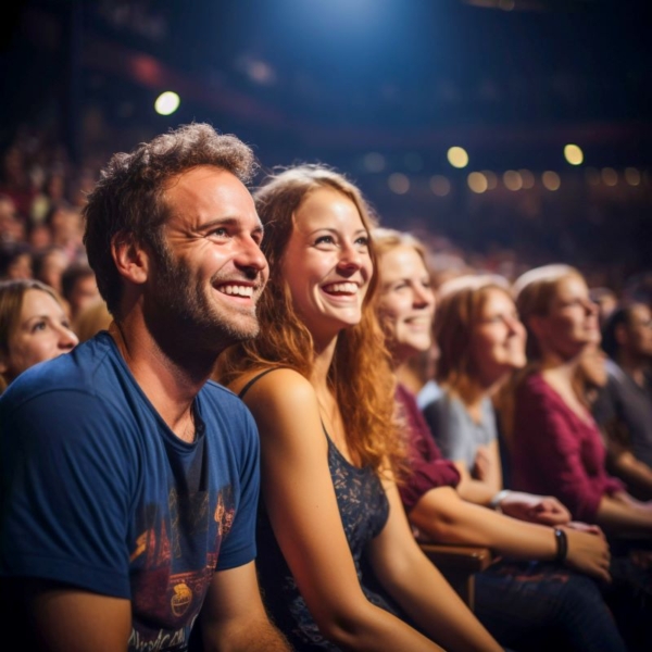 Pareja disfrutando de una experiencia segura gracias a la higiene en cines y teatros