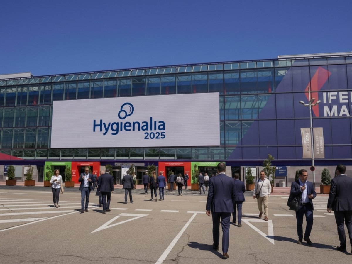 Entrada principal de IFEMA Madrid durante Hygienalia 2025, donde JVD presenta sus soluciones de higiene profesional.
